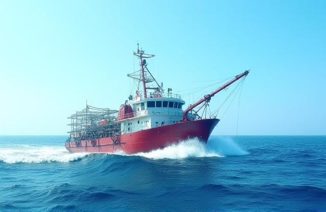 Commercial fishing boat at sea